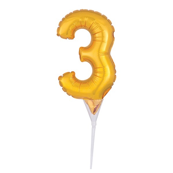 Cake Topper - Foil Balloon Gold - 3